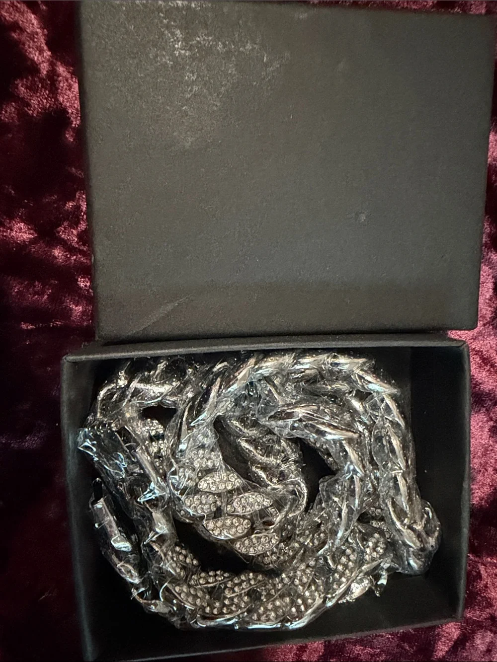 Silver Tone Pavé Cuban Link Necklace & Bracelet Set - Men Accessories unisex